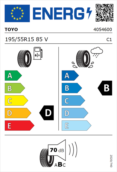 Tyre Label for Toyo Proxes TR1 195/55R15 85V