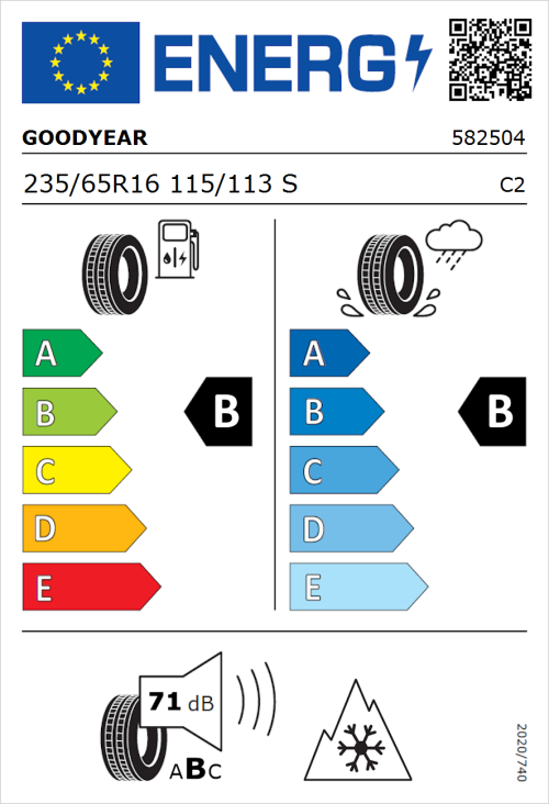 Tyre Label for Goodyear EfficientGrip Cargo 2 235/65R16 115/113S