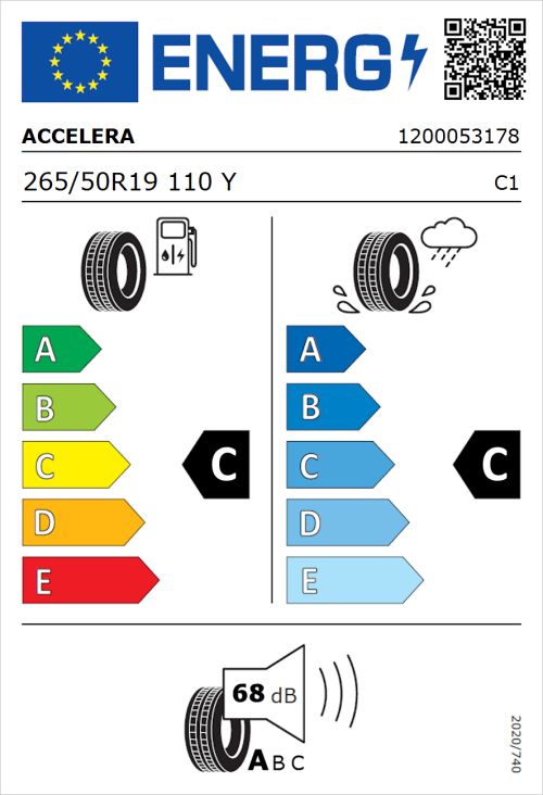 Tyre Label for Accelera Iota ST68 265/50R19 110Y